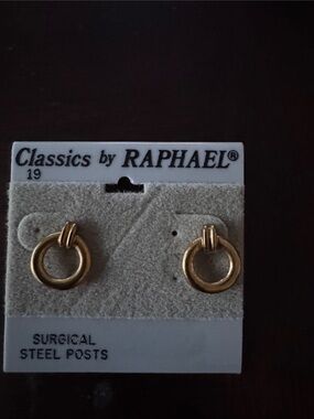 Classics by RAPHAEL Gold Circular Hoop Stud Earrings